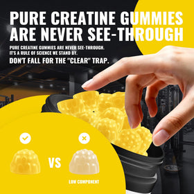 Gummies de créatine monohydrate Natures Aid, détail des gummies montrant leur texture