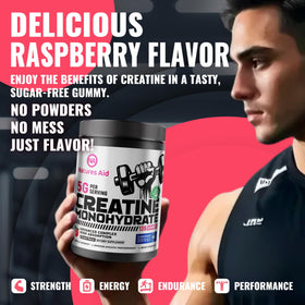 Gummies de créatine monohydrate Natures Aid sur une table