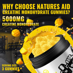 Gummies de créatine monohydrate Natures Aid, vue de côté avec étiquette