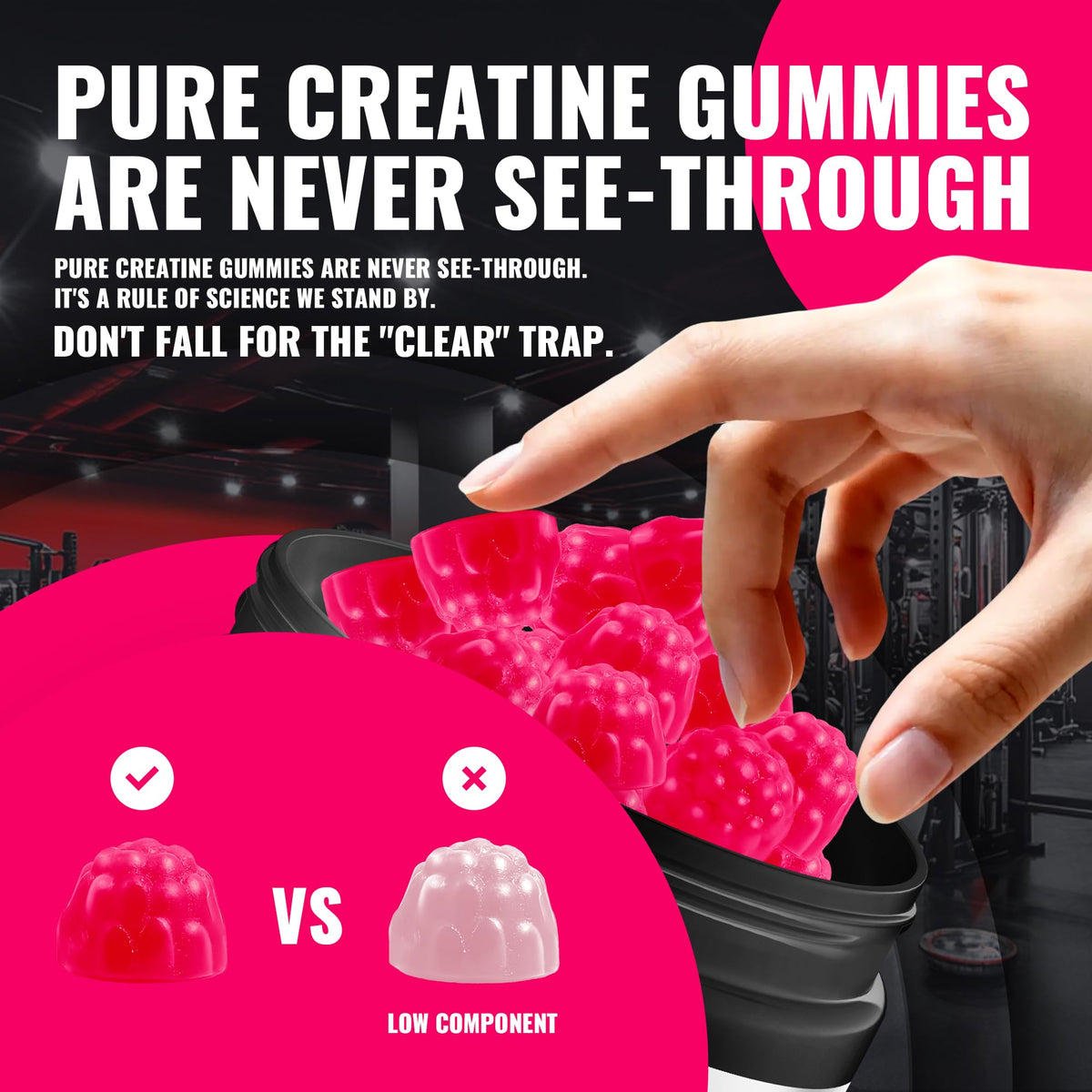 Gummies de Créatine Monohydrate Natures Aid, vue de dessus
