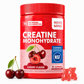 Gummies de créatine monohydrate Novomins 5000mg saveur cerise - vue de face