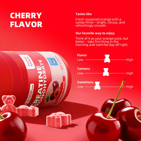 Gummies de créatine monohydrate Novomins avec un verre d'eau