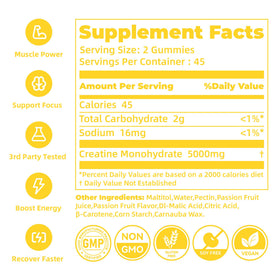 Gummies de créatine monohydrate Novomins étalés sur une surface