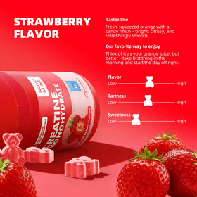 Gummies de créatine monohydrate Novomins, présentation sur une table