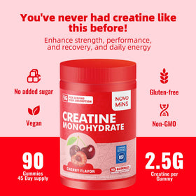Gummies de créatine monohydrate Novomins sur un fond blanc