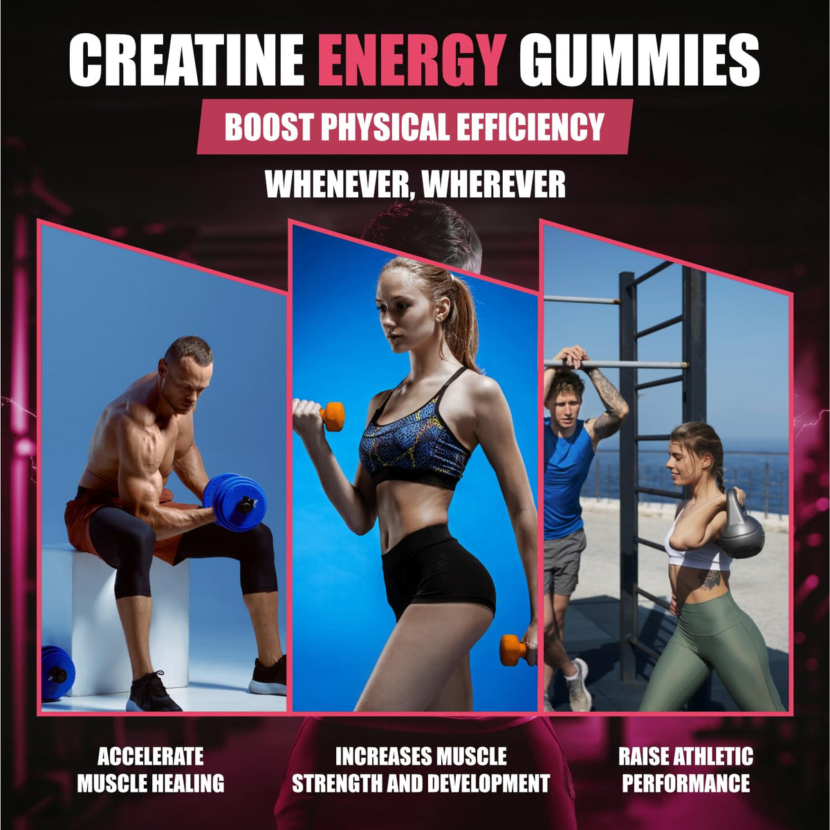 Gummies de créatine monohydrate Novure 5000mg, en milieu de vie active