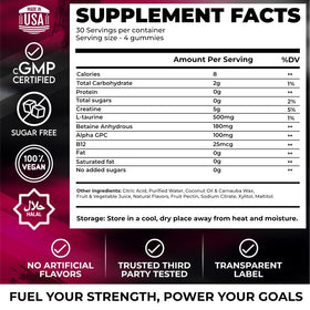 Gummies de créatine monohydrate Novure 5000mg, présentation des gummies