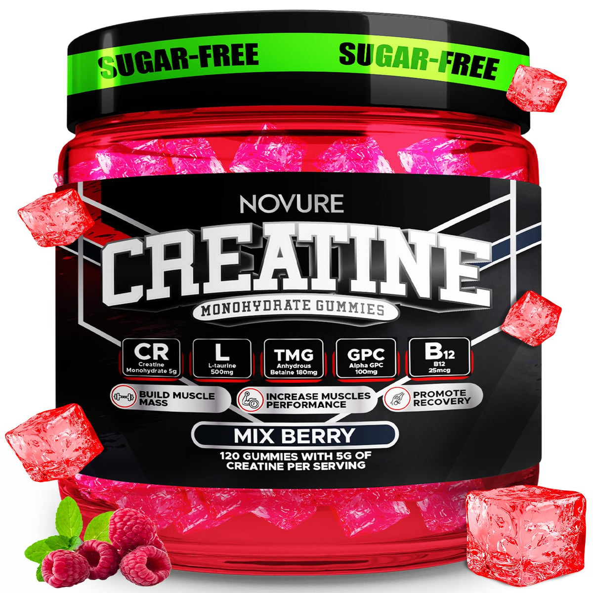 Gummies de créatine monohydrate Novure 5000mg vue de face