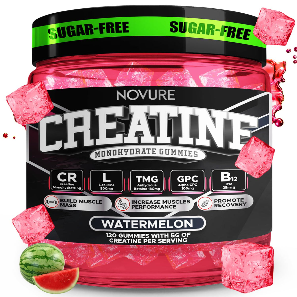Gummies de créatine monohydrate Novure 5000mg, vue de face