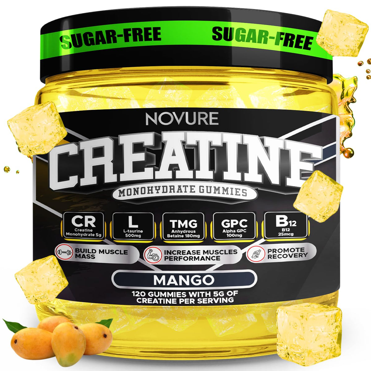 Gummies de créatine monohydrate Novure 5000mg, vue de face