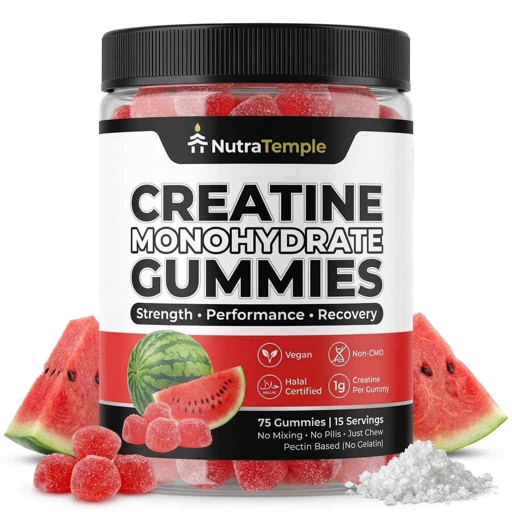 Gummies de créatine monohydrate NUTRATEMPLE 5000mg, boîte vue de face