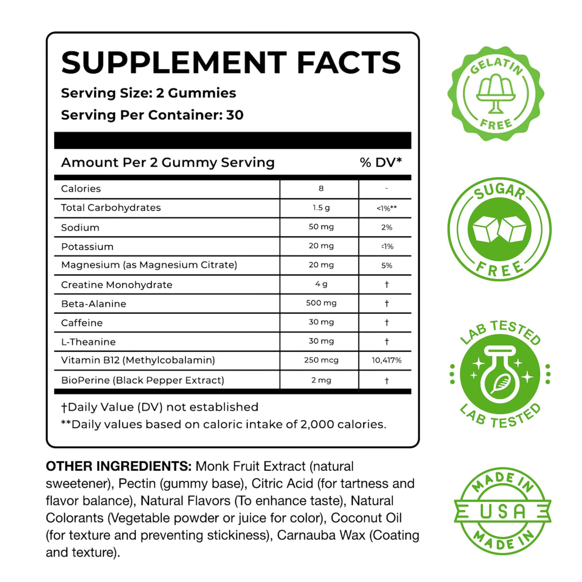 Gummies de créatine monohydrate Nutrify sur fond blanc