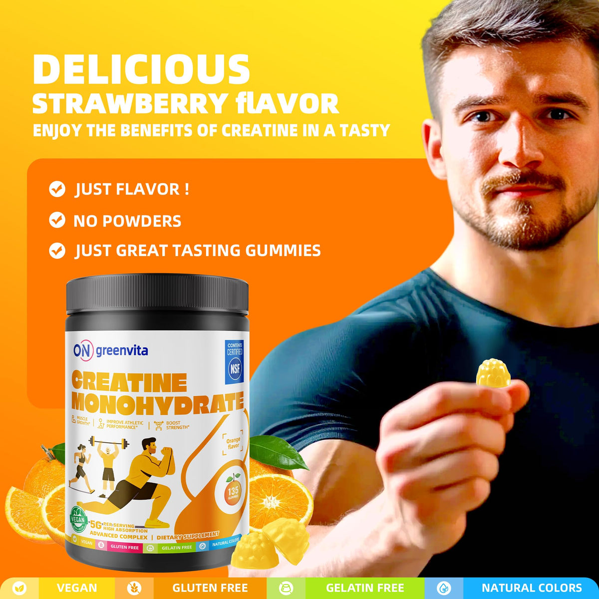 Gummies de créatine monohydrate ON GREENVITA NUTRITION, dosage par portion