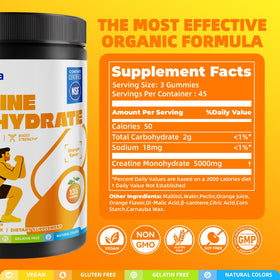Gummies de créatine monohydrate ON GREENVITA NUTRITION, goût orange