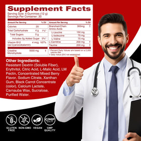 Gummies de créatine monohydrate PeakVigor Organics vue de côté