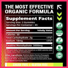 Gummies de creatine monohydrate PURESTVITS sur fond blanc