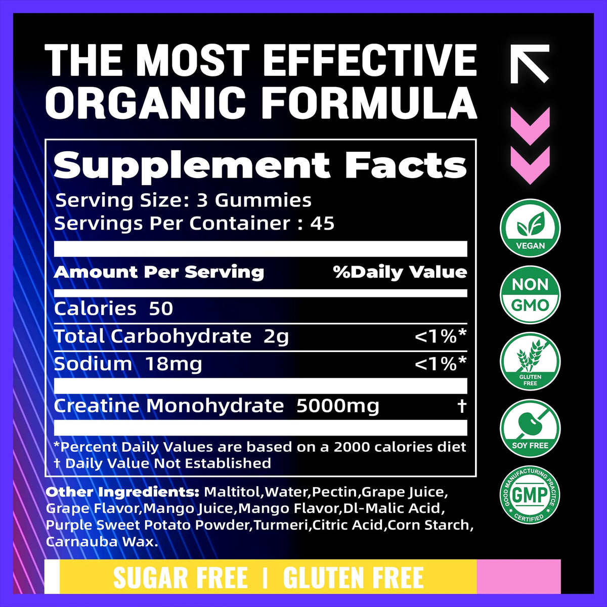 Gummies de créatine monohydrate PURESTVITS sur une table