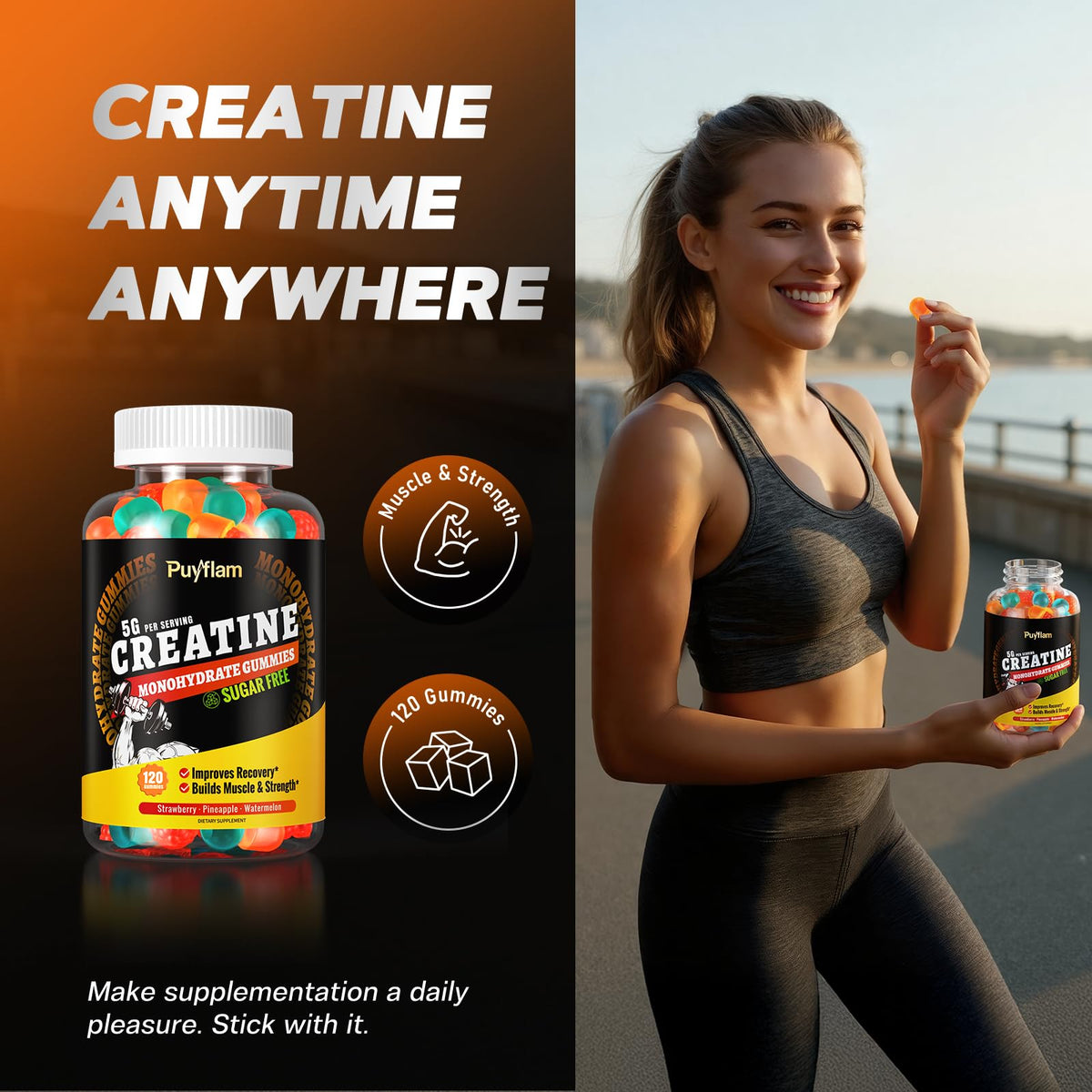 Gummies de Créatine Monohydrate Puyflam, côté de l'emballage