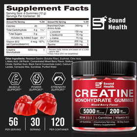 Gummies de créatine monohydrate Sound Health Organic en gros plan