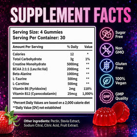 Gummies de créatine monohydrate sudrolove, goût framboise, emballage
