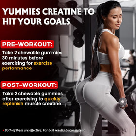 Gummies de créatine monohydrate Trupretty sur une table de gym