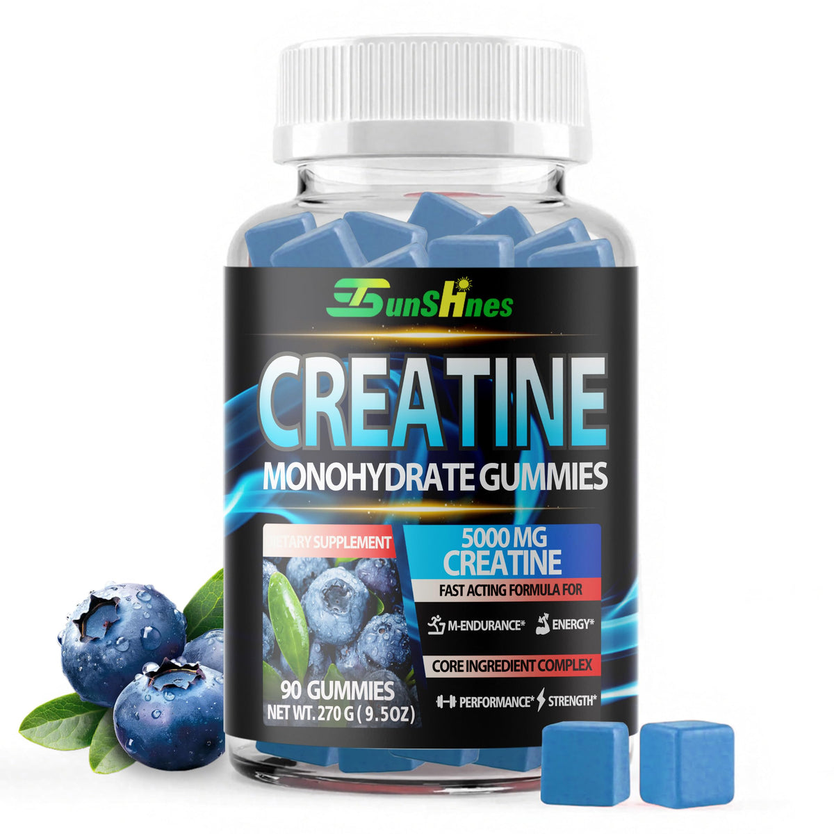 Gummies de créatine monohydrate tsunshnes 90 unités goût myrtille