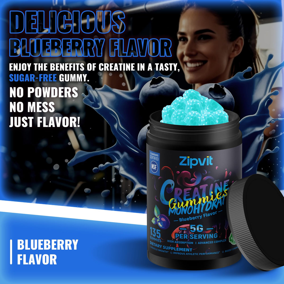 Gummies de créatine monohydrate zipvit en gros plan