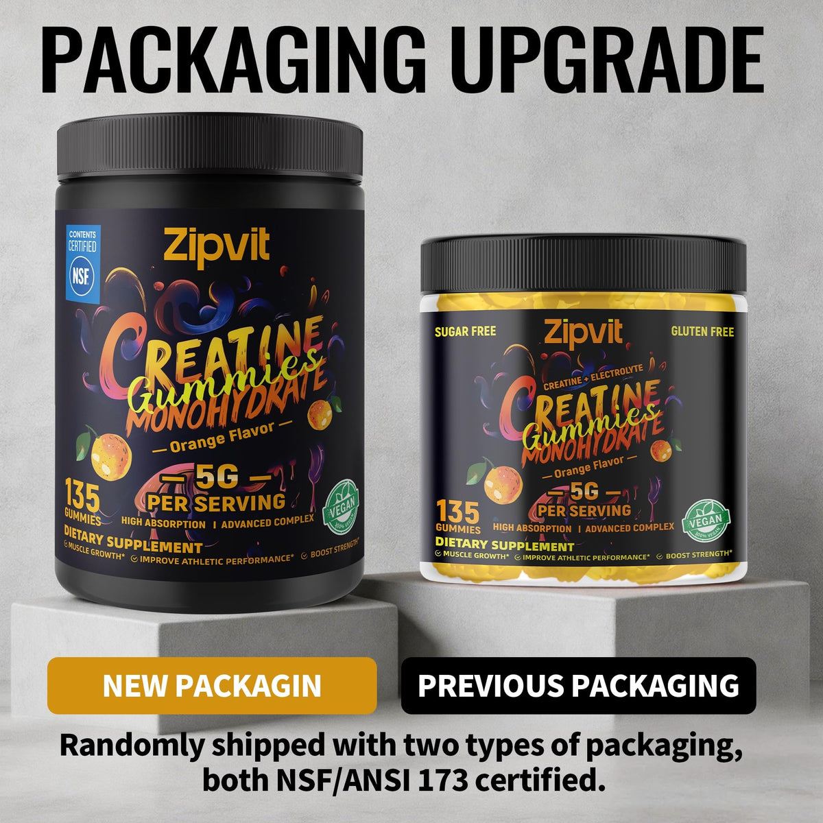 gummies de créatine monohydrate zipvit sur un fond de sport