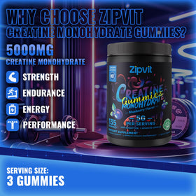 Gummies de créatine monohydrate zipvit sur une table en bois