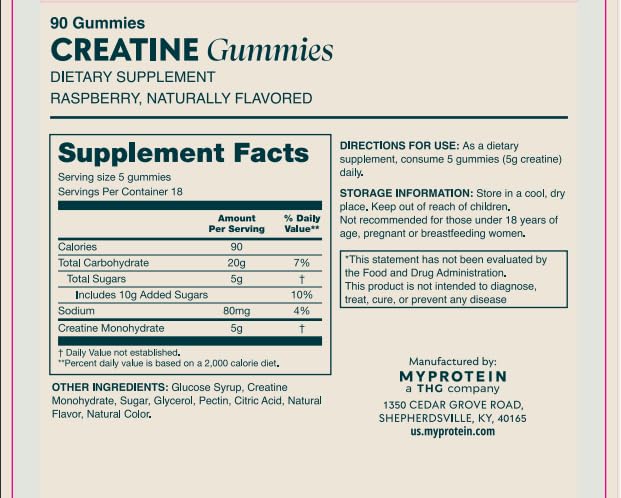 Gummies de Créatine Myprotein, en main avec un fond de salle de sport
