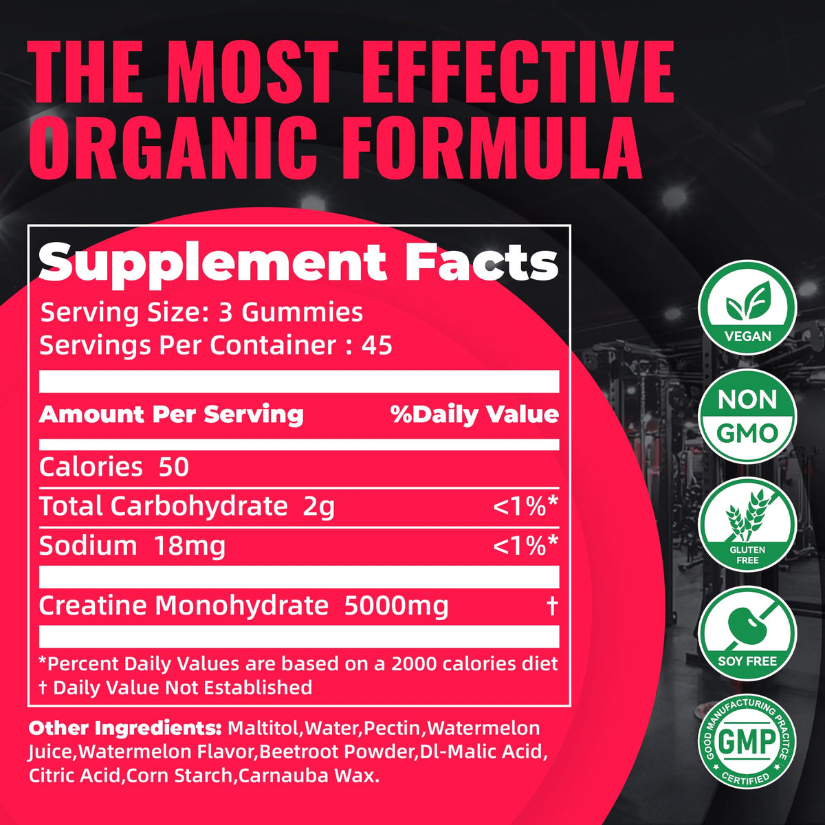 Gummies de créatine Natures Aid avec le couvercle ouvert