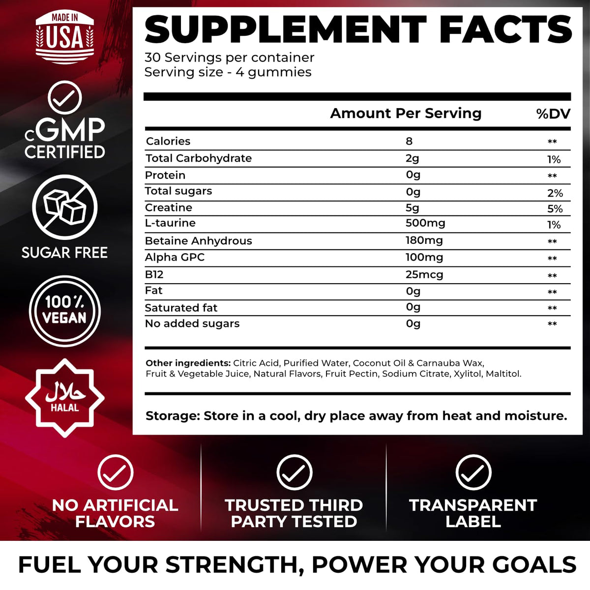 Gummies de créatine Novure avec saveurs de fruits tropicaux