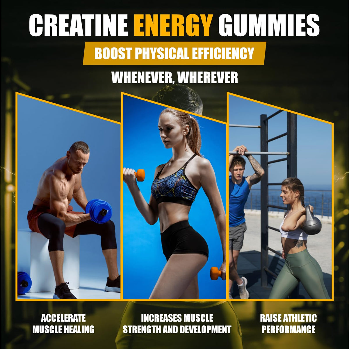 Gummies de créatine Novure, présentation sur une table