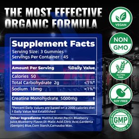 Gummies de créatine NUTRAGOGO à côté d'une main pour échelle