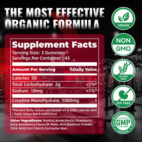 Gummies de créatine NUTRAGOGO avec label sans sucre