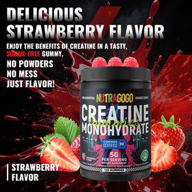 Gummies de créatine NUTRAGOGO dans une ambiance sportive