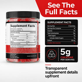 Gummies de créatine NUTRATEMPLE, portion de 5g sur une cuillère