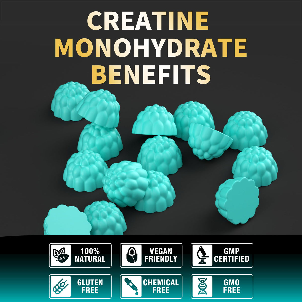 Gummies de créatine Nutravita avec fruits frais, scène de vie