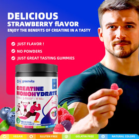 Gummies de créatine ON GREENVITA affichant la certification NSF