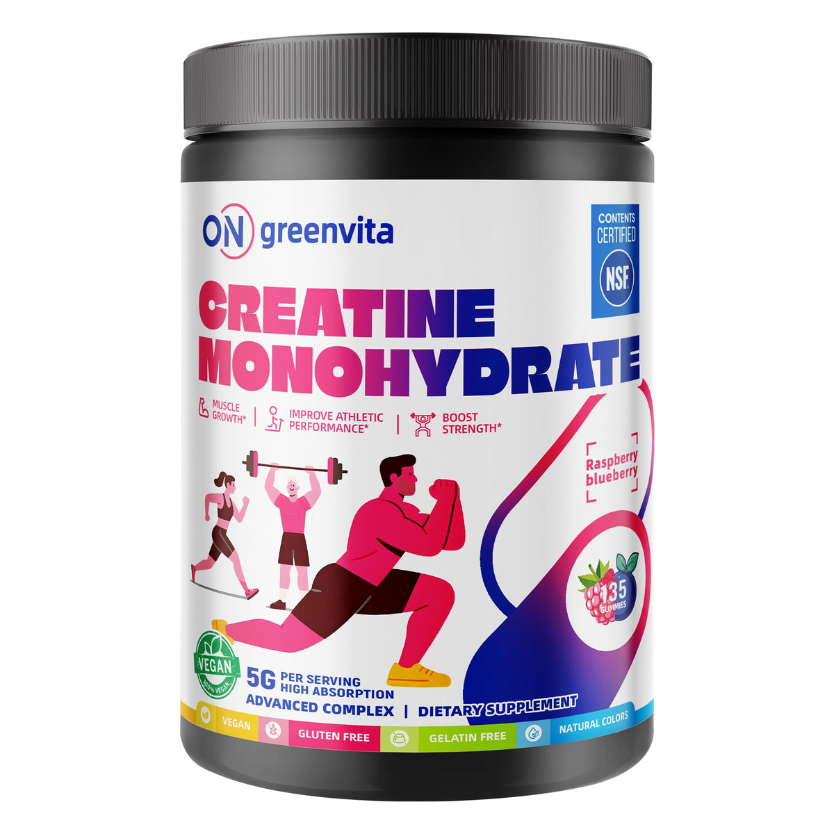 Gummies de créatine ON GREENVITA NUTRITION 135 gummies vue avant