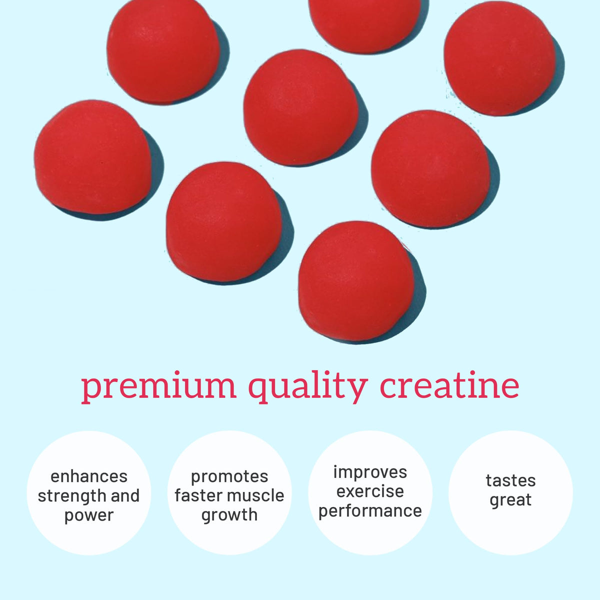 Gummies de créatine Organifi Cerise sur une table avec des fruits
