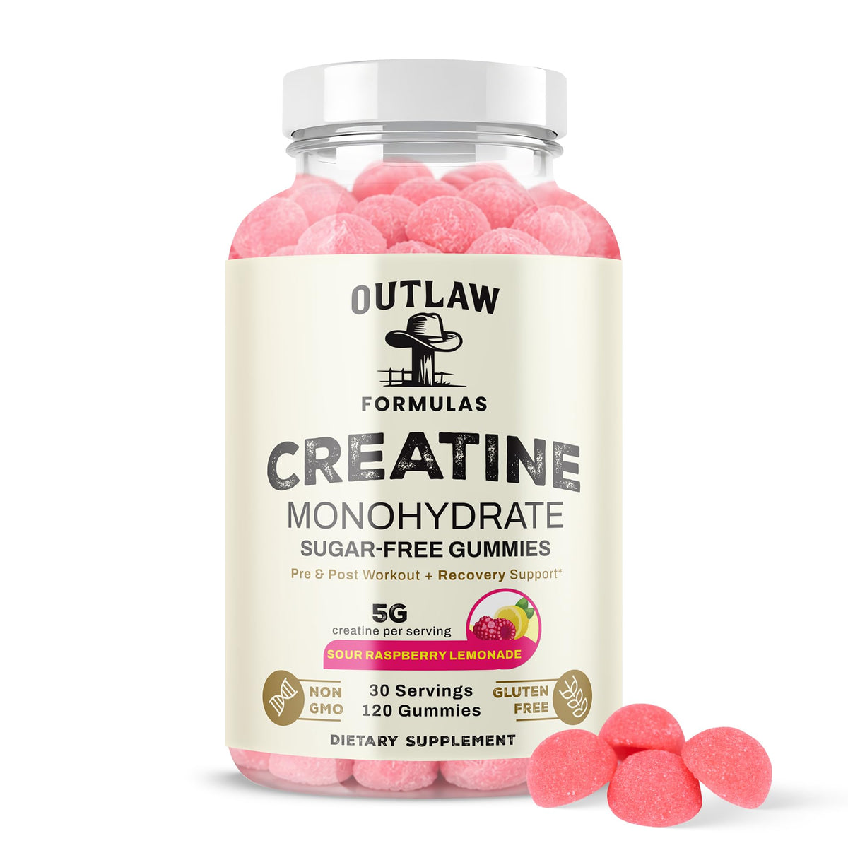 Gummies de créatine Outlaw Formulas en pot de 120 unités