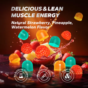 Gummies de créatine Puyflam, mise en scène sur un bureau