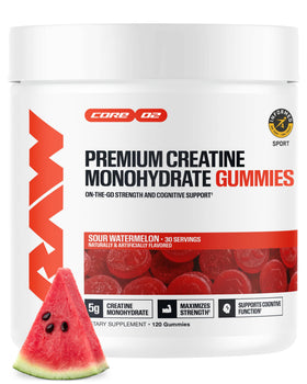 Gummies de créatine RAW goût pastèque acide, vue de face