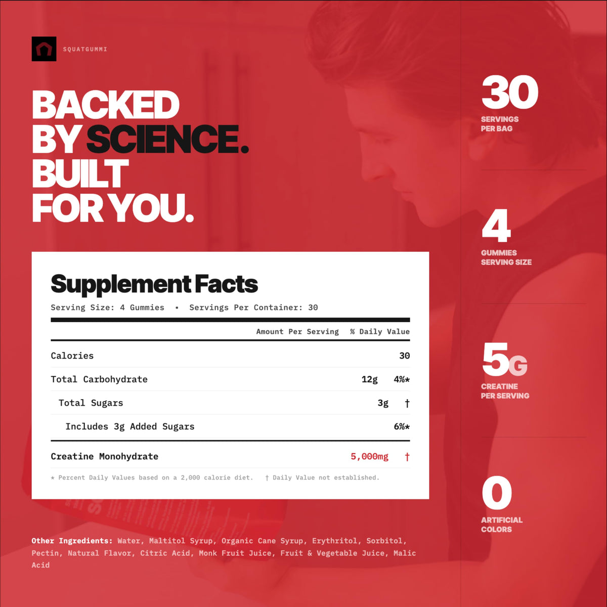 Gummies de créatine SquatGummi, portion de 5g