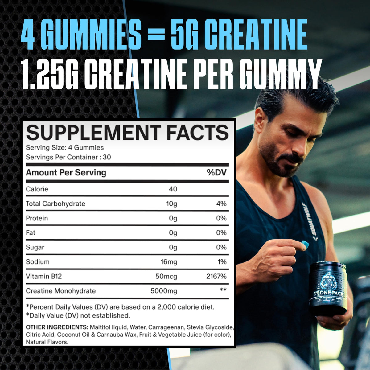 Gummies de créatine STONEPACK, emballage avec 120 gummies