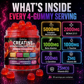 Gummies de créatine sudrolove avec goût framboise sur une table