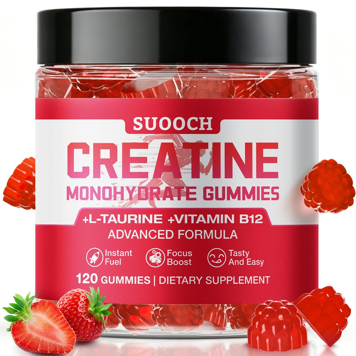 Gummies de créatine SUOOCH saveur fraise vue avant