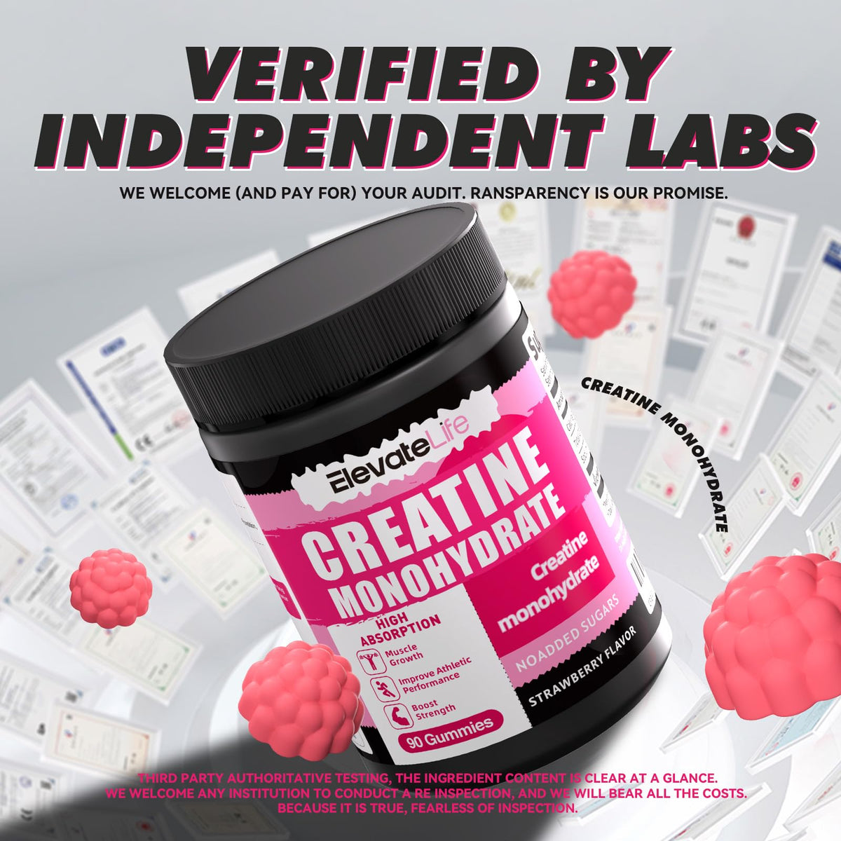 Gummies de créatine support, présentation des gummies sur une assiette