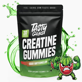 Gummies de Créatine TASTY GAINS 90g, côté de l'emballage